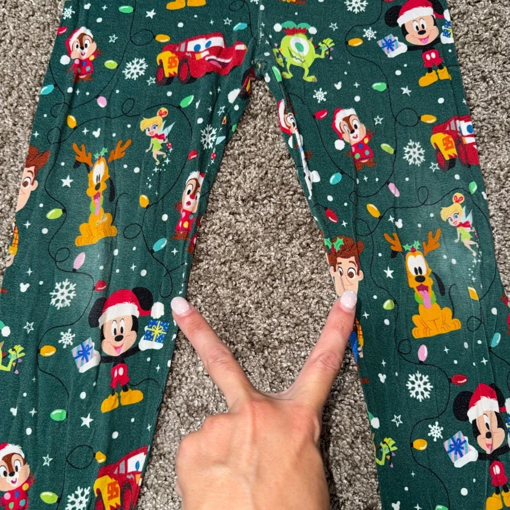 Little Sleepies Pajama Set Kids 9/10 Green Good Disney Holiday Magic Bamboo